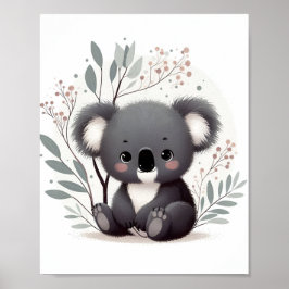 Poster Baby Koala White Background