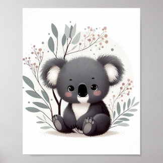 Poster Baby Koala White Background