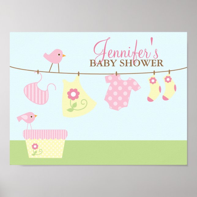 Poster Baby Laundry Baby Shower Welcome Sign (Frente)