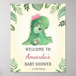 Poster Baby Momma Dinossauros Rosa Bebê Chá Bem-vindo