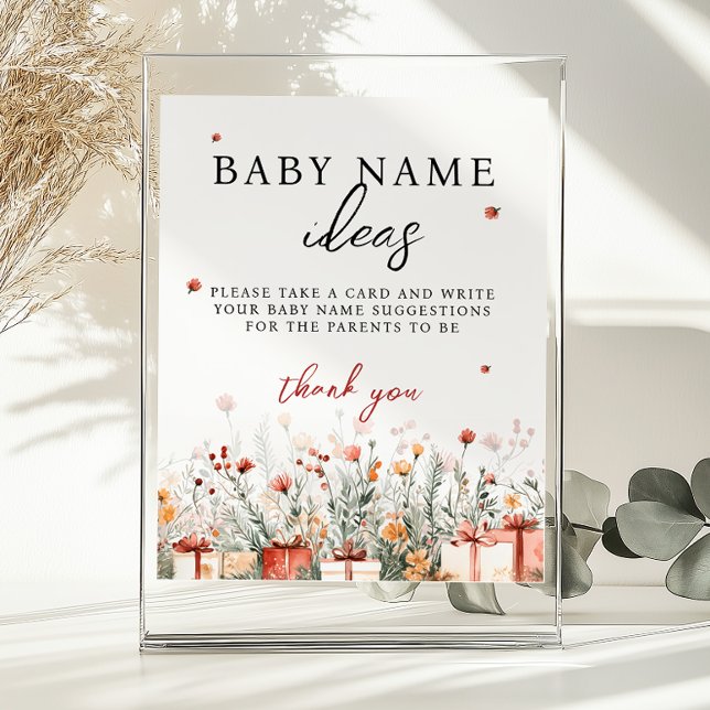 Poster Baby Name Ideas Merry Little Baby Shower Game sign (Criador carregado)