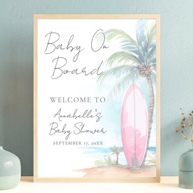Poster Baby On Board Beach Baby Shower Welcome Sign (Baby On Board Beach Baby Shower Welcome Sign)