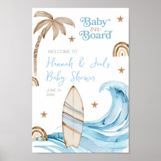 Poster Baby on Board Blue Boy Baby Shower Welcome Sign