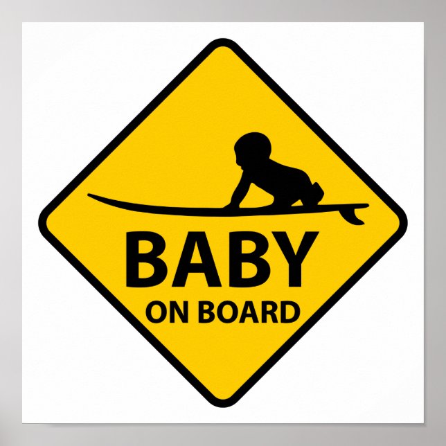 Poster Baby on Board funny baby design with surf board (Frente)