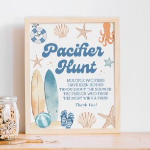 Poster Baby On Conselho Beach Chá de fraldas Pacifier Hun