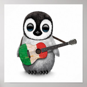 Pôster Baby Penguin Tocando Pavilhão Italiano