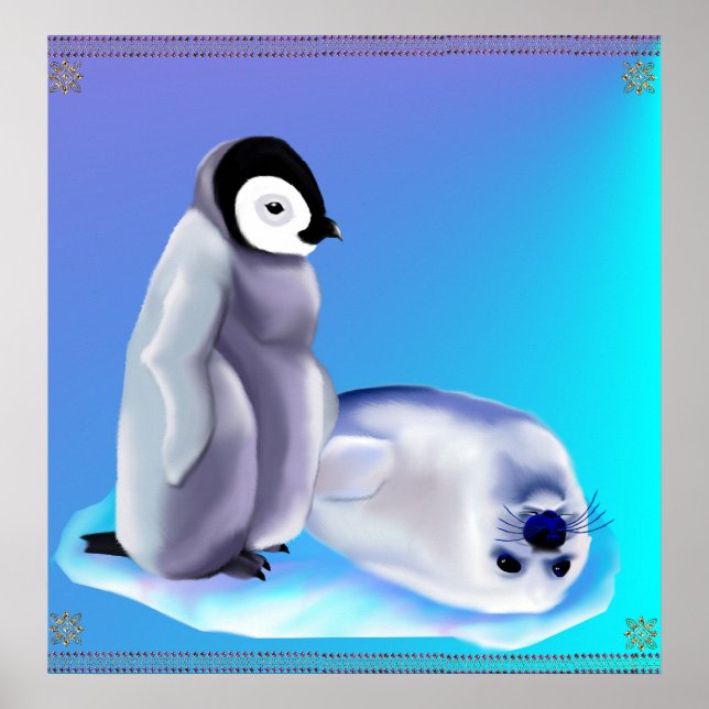 Poster Baby Seal and Baby Penquin (Frente)