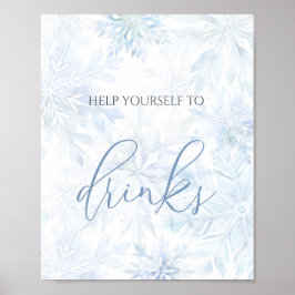 Poster Baby Shower Blue Snowflake Drinks