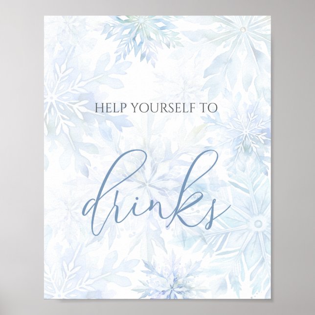Poster Baby Shower Blue Snowflake Drinks (Frente)