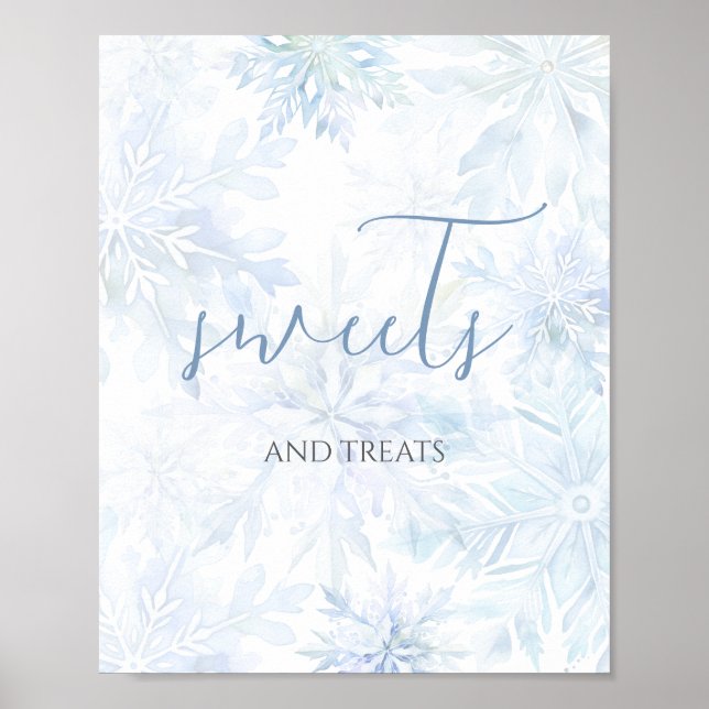 Poster Baby Shower Blue Snowflake Sweets and Treats  (Frente)