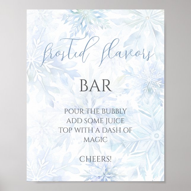 Poster Baby Shower Boy Blue Snowflake Mom-osa Bar  (Frente)