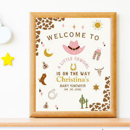 Poster Baby shower girl with Cowgirl theme