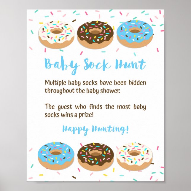 Poster Baby Sock Hunt Blue Sprinkle Game Sinal (Frente)