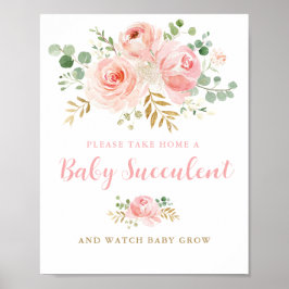 Poster Baby Succulent Favorece Sinal, Posta Floral Rosa E