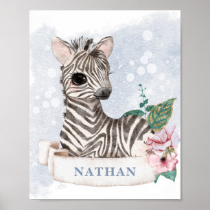 Poster *~* Baby Zebra Nursery Boy Jungle Sweet Name Posto