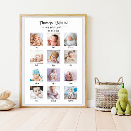 Poster Baby's First Year Birthday Keepsake Photo Collage