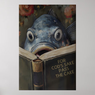 Poster Bacalhau Engraçado Lendo Livro Intitulado Por Caus