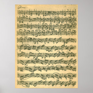 Pôster Bach Chaconne First Page Manuscript Facsimile