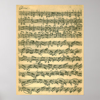 Pôster Bach Chaconne First Page Manuscript Facsimile