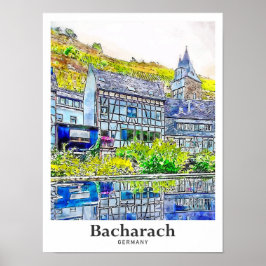 Poster Bacharach Alemanha Art Viagem Watercolor