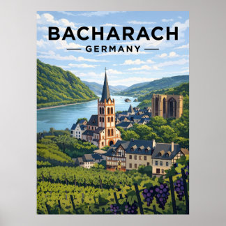 Poster Bacharach Germany Vintage Travel