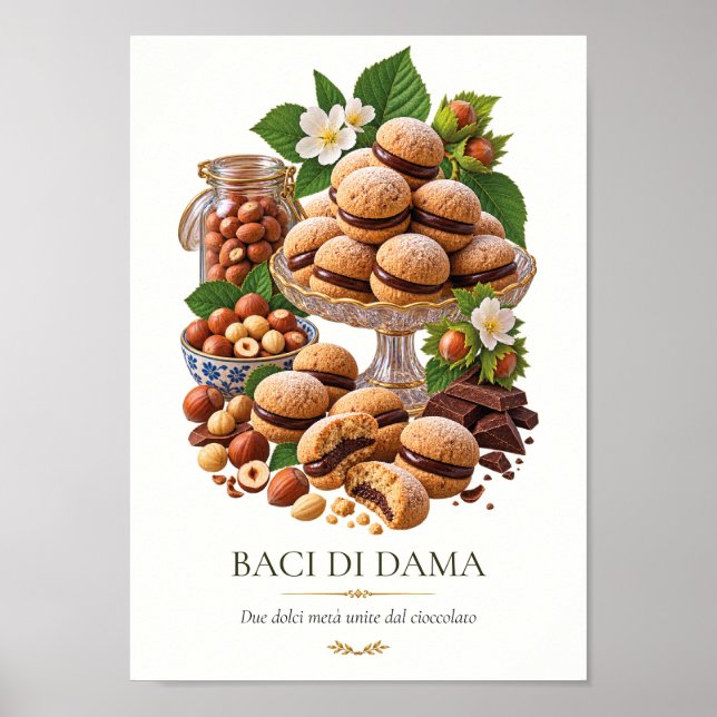 Poster Baci di Dama – Vintage Italian Dessert (Frente)