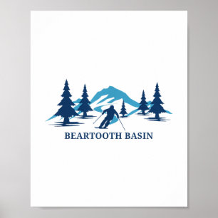 Poster Bacia Beartooth Wyoming Ski Resort Skiier T-