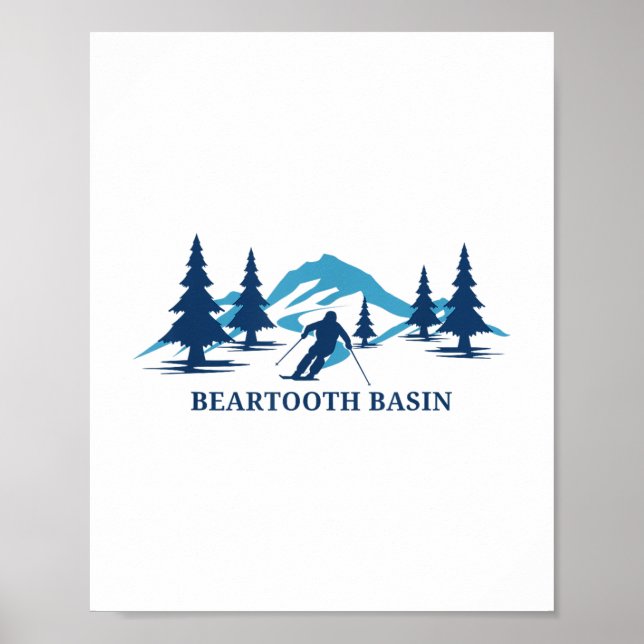 Poster Bacia Beartooth Wyoming Ski Resort Skiier T- (Frente)
