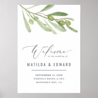 Bacia de oliveira bem-vinda ao nosso casamento