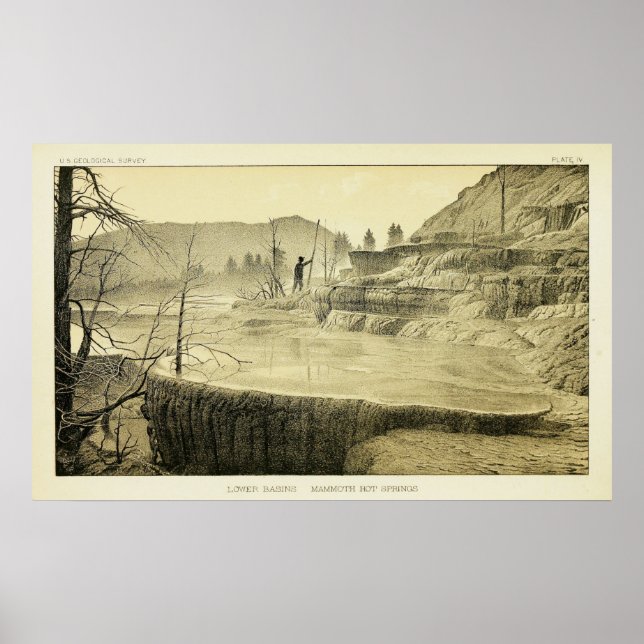 Poster Bacias Inferiores. Mammoth Hot Springs.(1883) (Frente)
