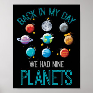 Poster Back In My Day We Had Nine Planets Solar System