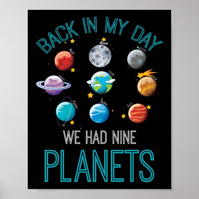 Poster Back In My Day We Had Nine Planets Solar System (Frente)