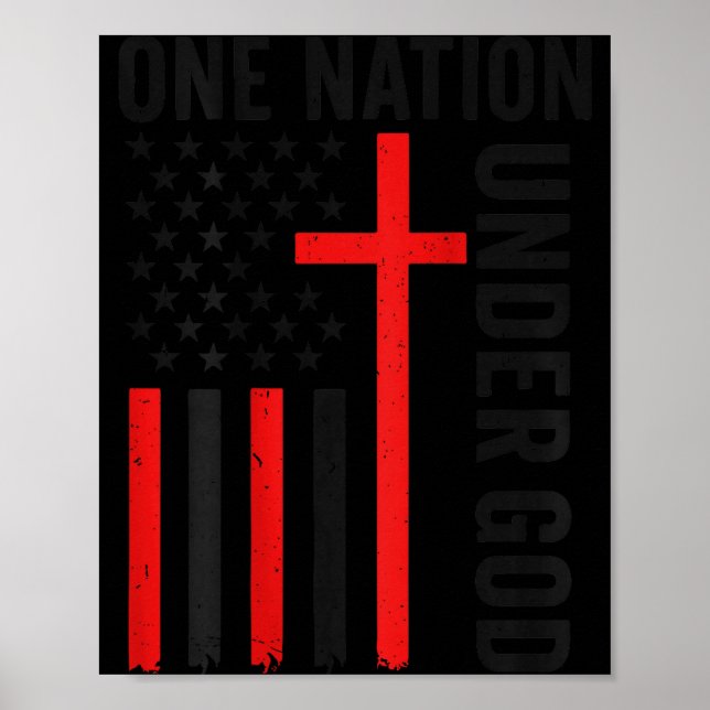 Poster Back One Nation Under God American Flag Christian  (Frente)