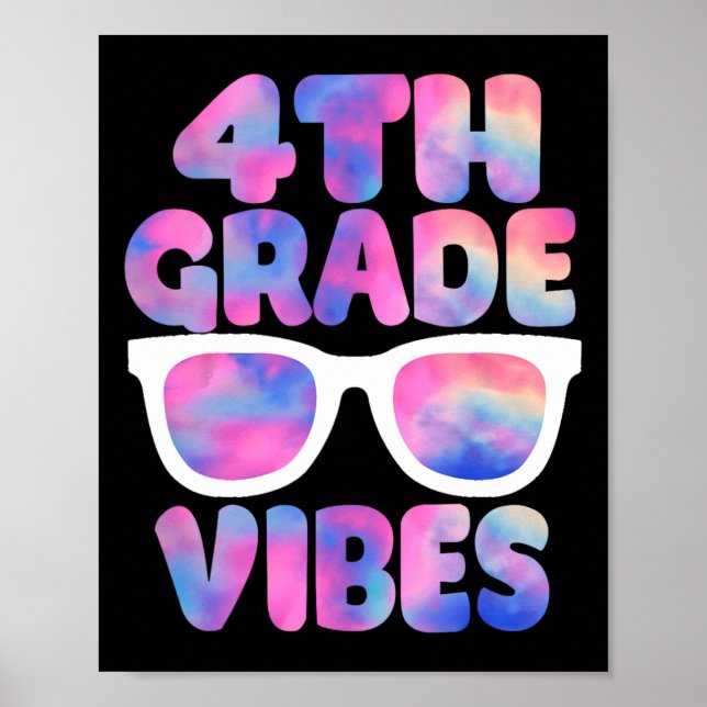 Poster Back To School 4th Grade Vibes First Day Teacher  (Frente)