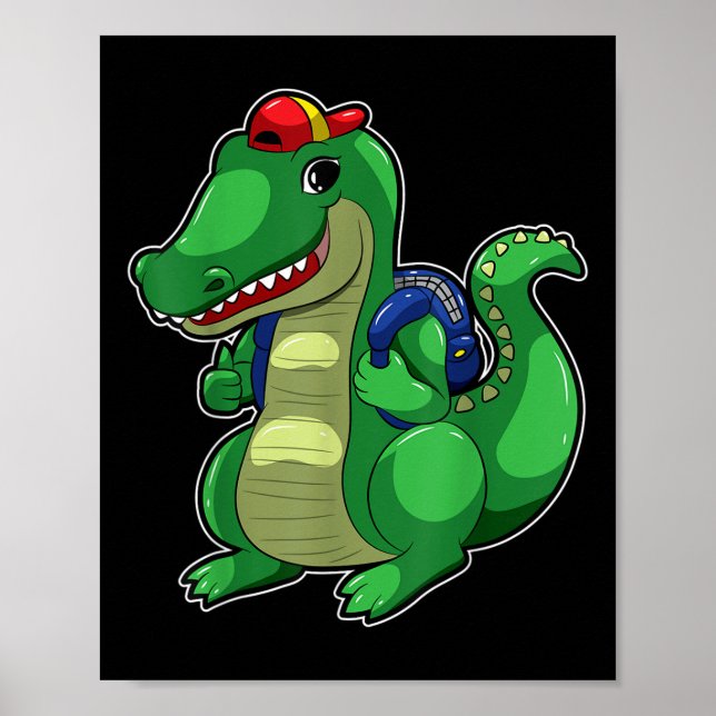 Poster Back To School Cute Crocodile Funny Croc Backpack  (Frente)