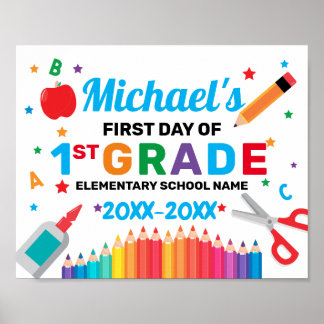 Poster Back to school first day sign