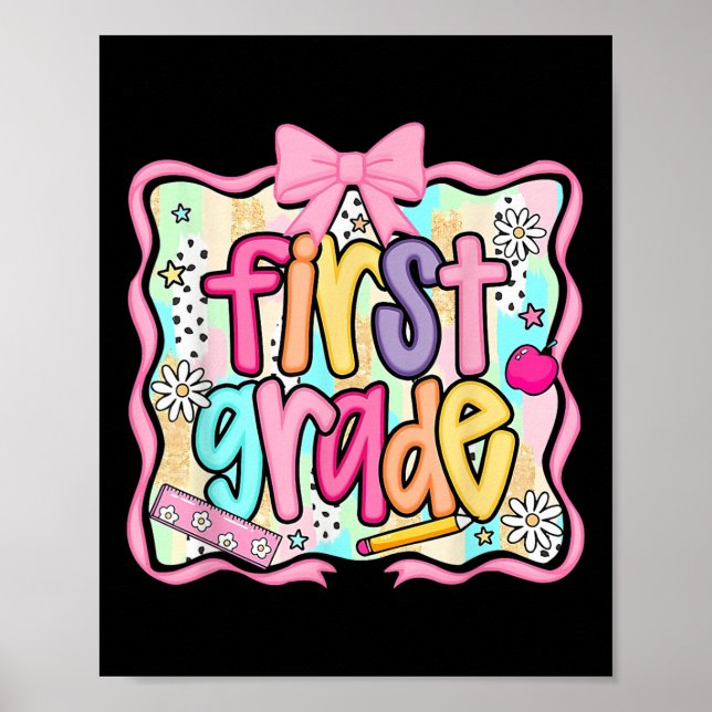 Poster Back To School Hello First Grade Team 1st Grade Bo (Frente)