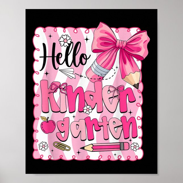 Poster Back To School Kindergarten Coquette Pencil Bow Gi (Frente)