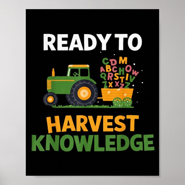 Poster Back To School Teacher Farming Tractor Farmer Kids (Frente)