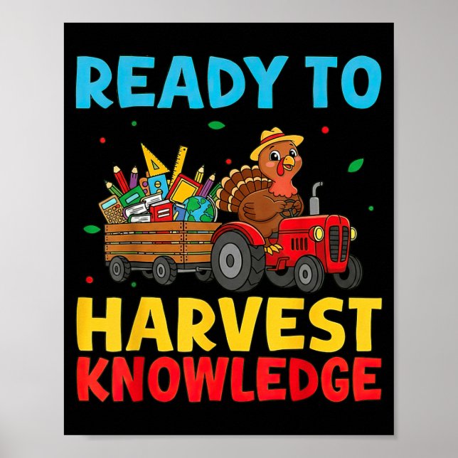 Poster Back To School Turkey Farming Tractor Farmer Kids  (Frente)