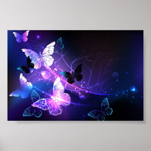 Poster Background with Night Butterflies (Frente)
