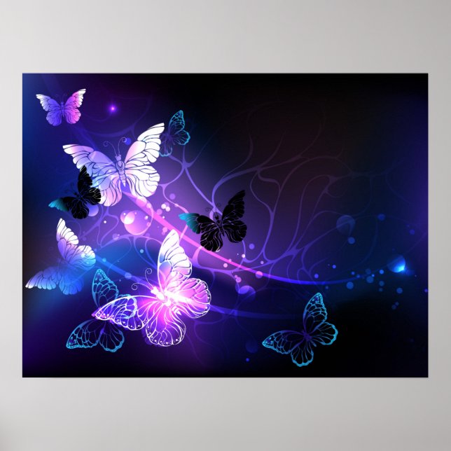 Poster Background with Night Butterflies (Frente)