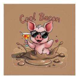 Pôster "Bacon Legal" Leitão de Óculos de Sol