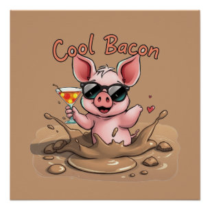 Pôster "Bacon Legal" Leitão de Óculos de Sol