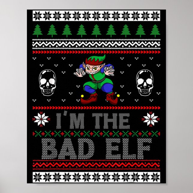 Poster Bad Elf Ugly Christmas For Elves Lover  (Frente)