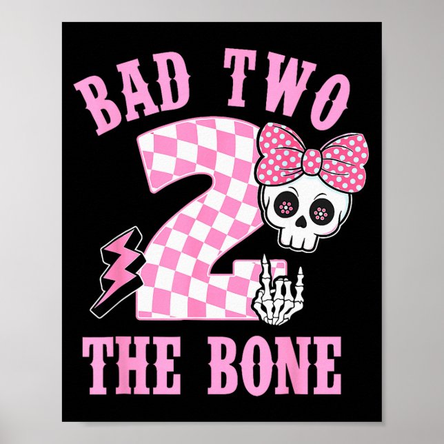 Poster Bad Two The Bone Birthday 2 Years Old Nk Checkered (Frente)