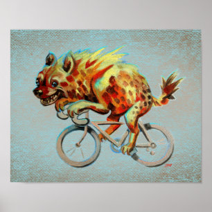 Poster Badass Hyena Andando Uma Bicicleta
