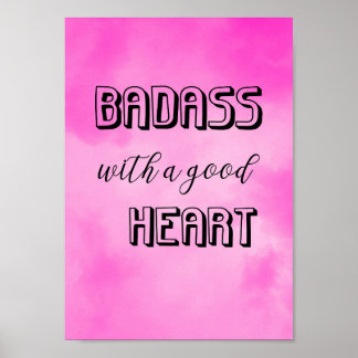 Poster Badass woman quote typography with pink background
