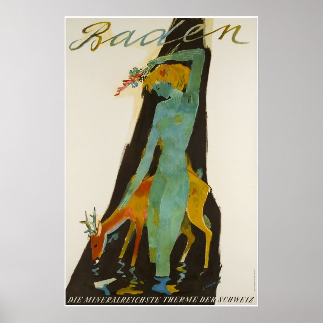 Poster Baden, Die mineralreichste therme des Schweiz, (Frente)