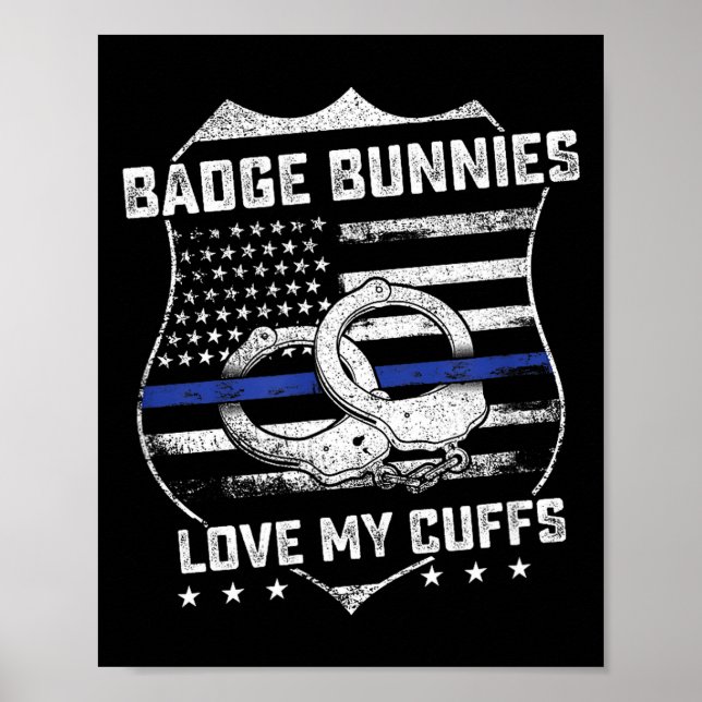 Poster Badge Bunnies Love My Cuffs Funny Lice Humor  (Frente)